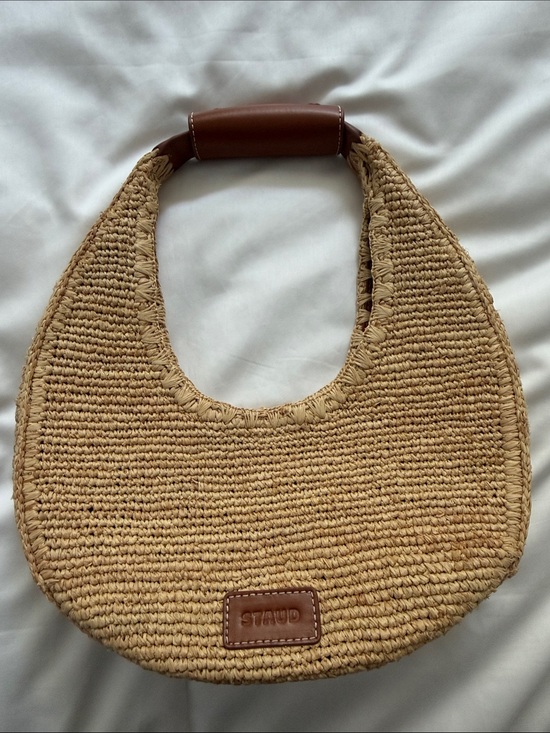STAUD Handbags - STAUD MOON RAFFIA BAG NATURAL RAFFIA